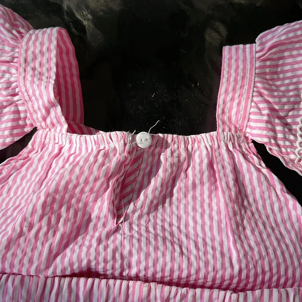 Rare Editions Pink and White Striped Seersucker Top and Shorts Set NEW Size 4